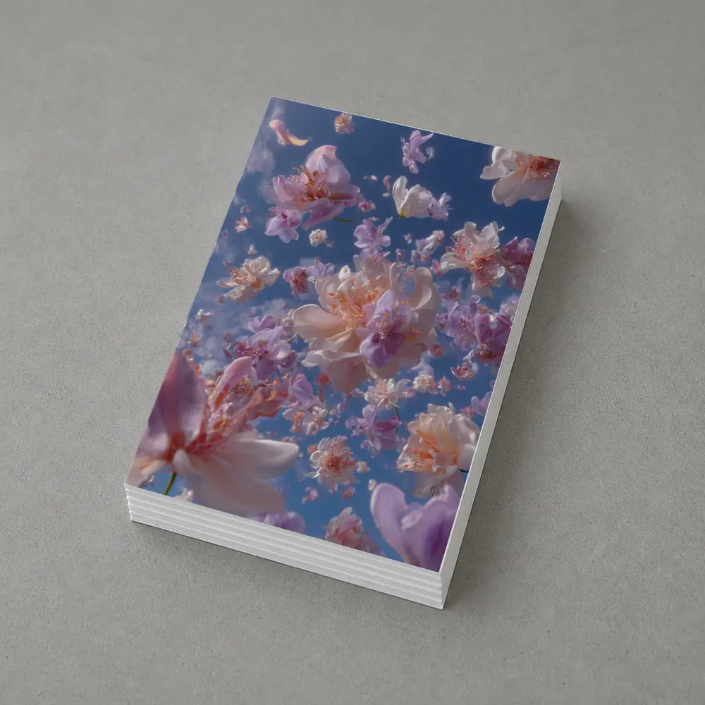 Pink Flowers Floating Against Blue Sky – Postcards