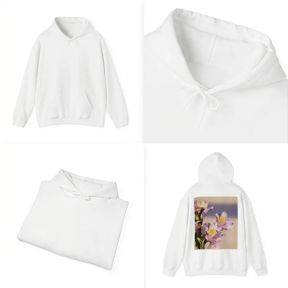 Pink Alstroemeria Flowers Soft Beige Background – Hoodies