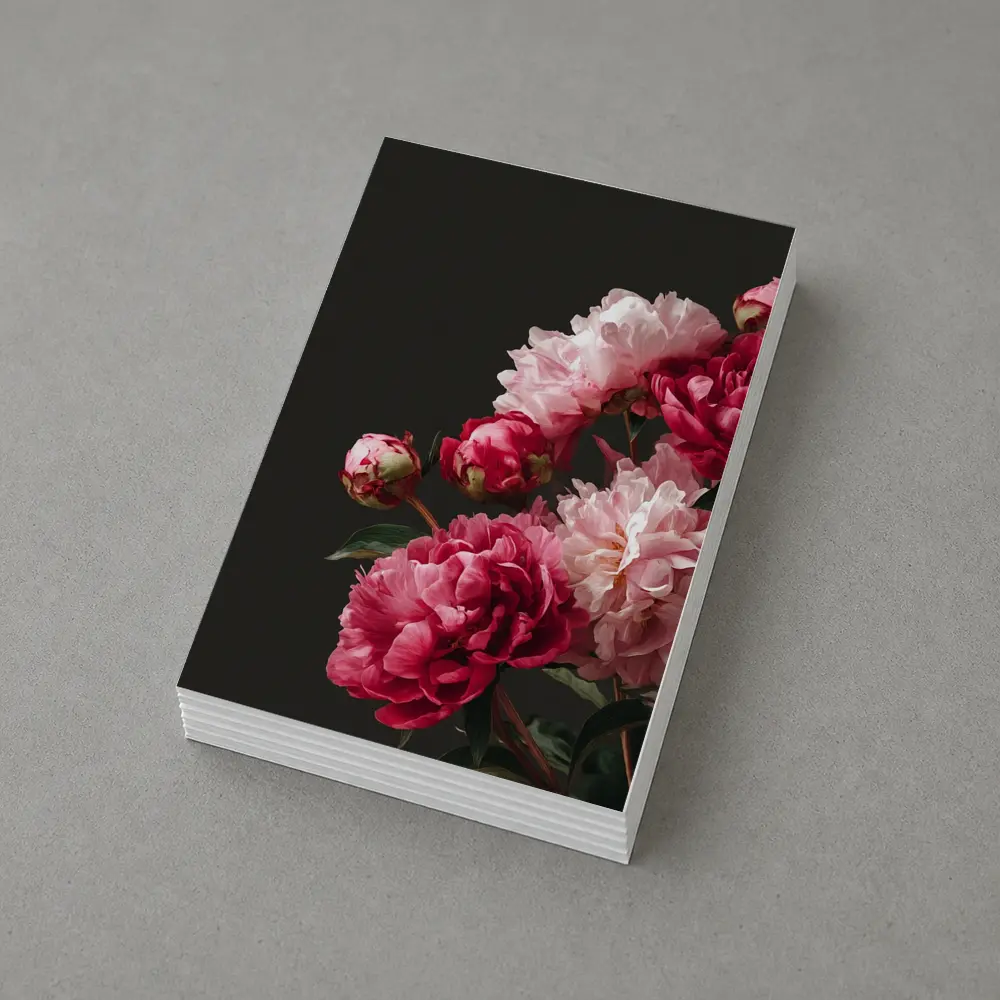 Pink Peonies Bouquet On Dark Background – Postcards