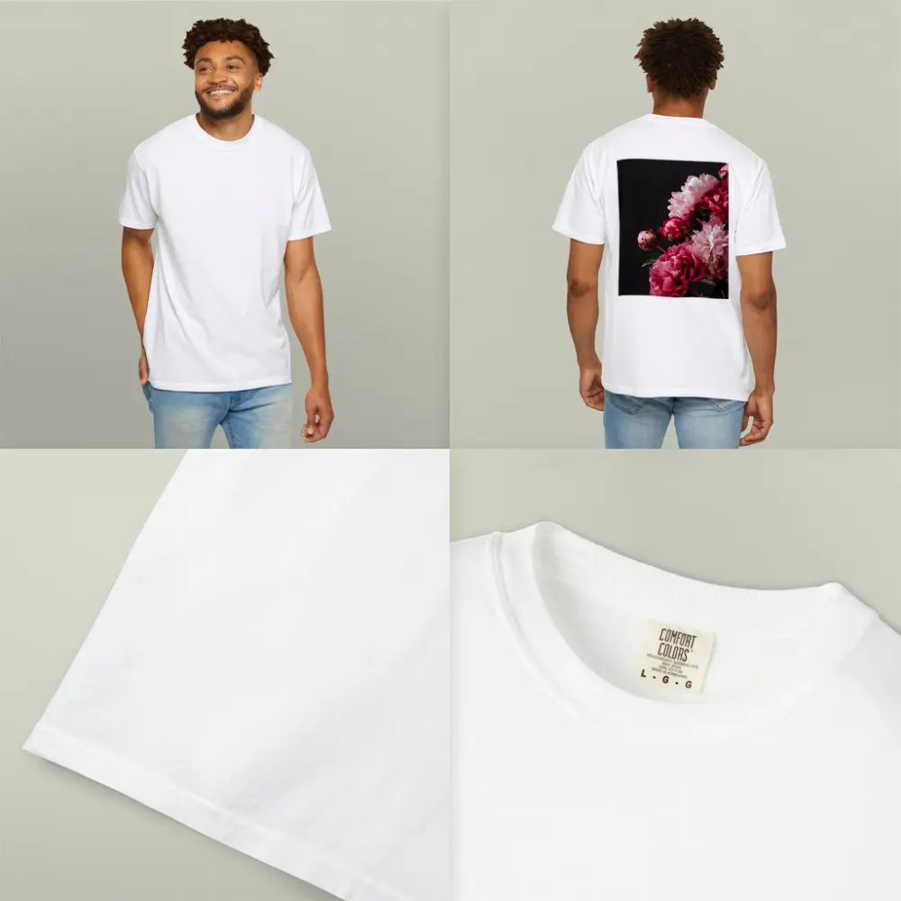 Pink Peonies Bouquet On Dark Background – T-Shirts