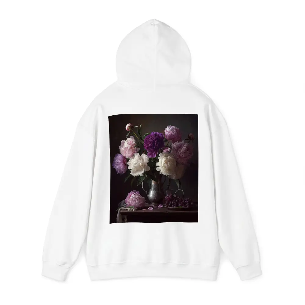 Pink Purple White Peonies Dark Still Life – Hoodies