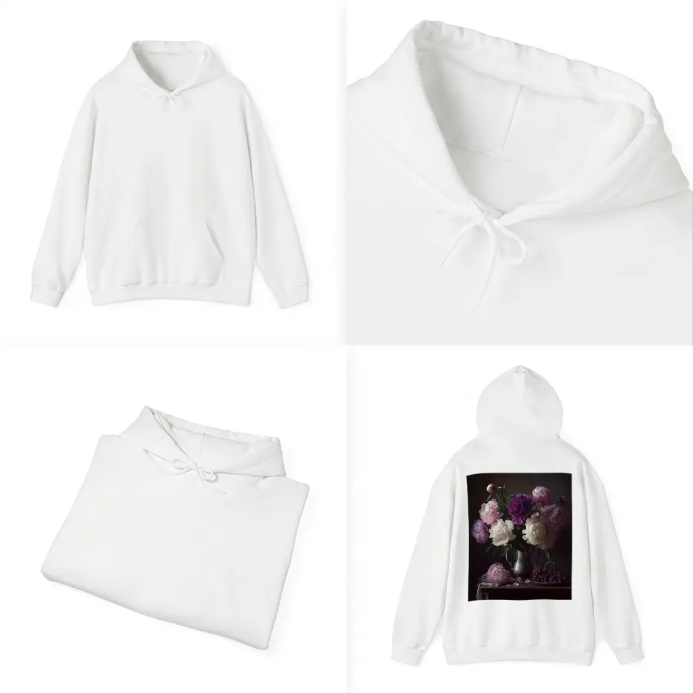 Pink Purple White Peonies Dark Still Life – Hoodies