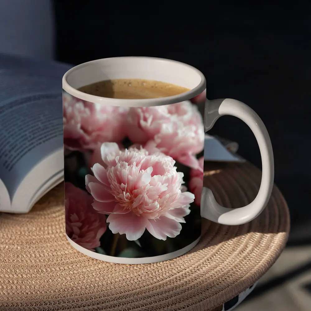 Pink Peonies Blooming Soft Floral Arrangement – Mugs