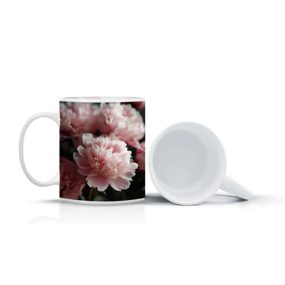 Pink Peonies Blooming Soft Floral Arrangement – Mugs
