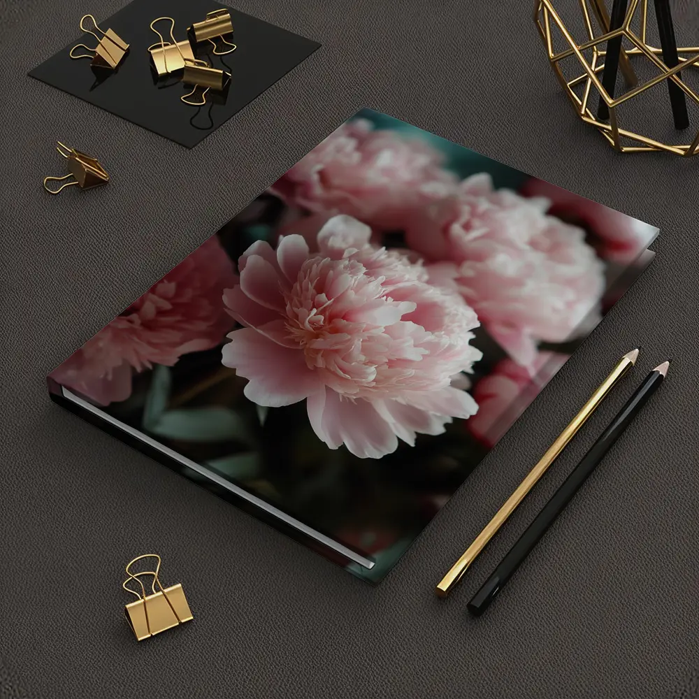 Pink Peonies Blooming Soft Floral Arrangement – Notebooks
