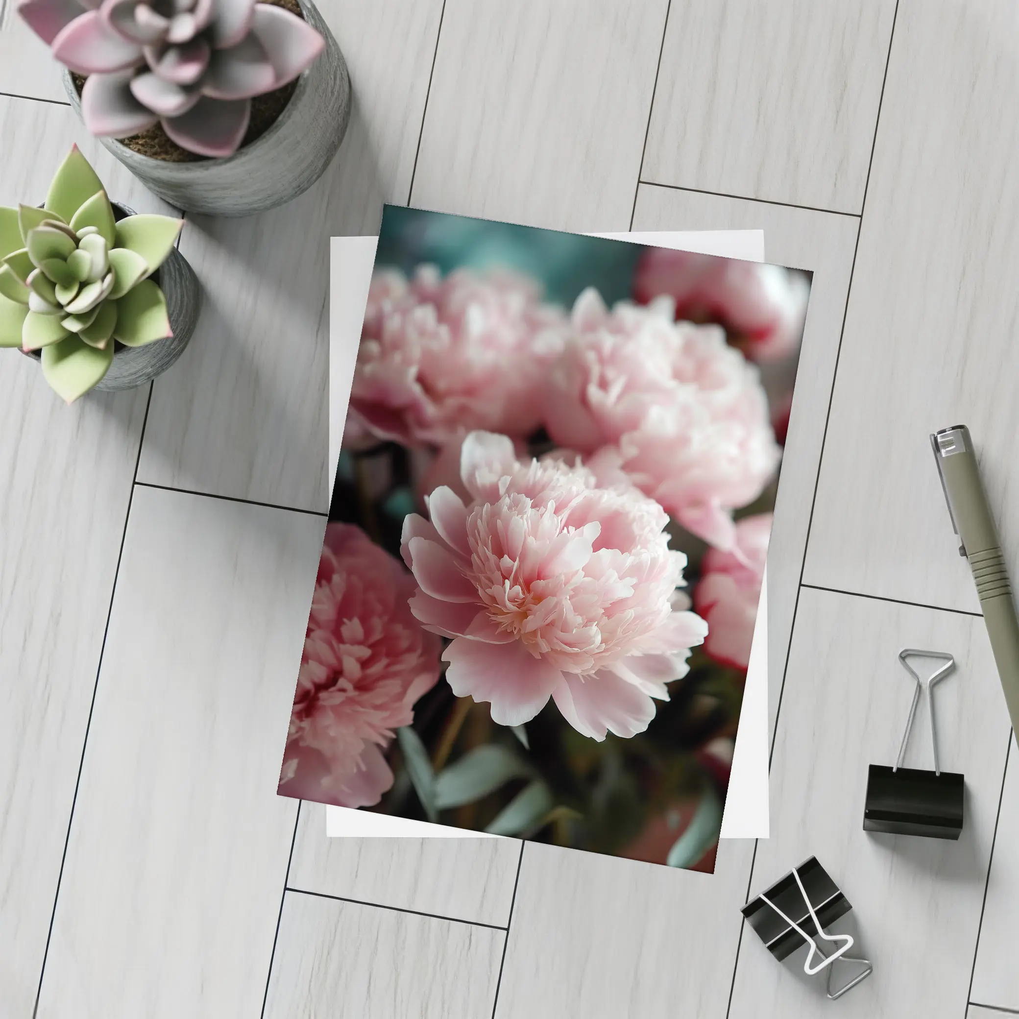 Pink Peonies Blooming Soft Floral Arrangement – Postcards