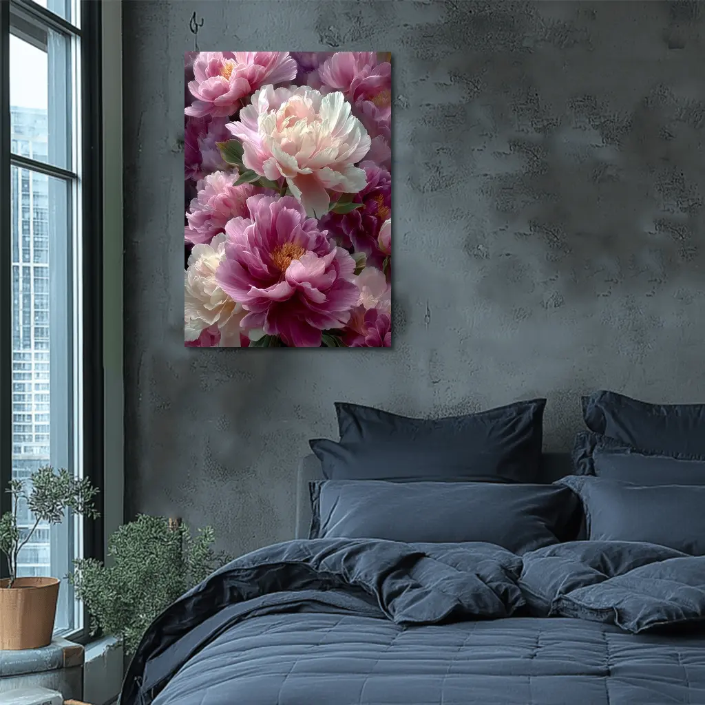 Pink and White Peony Flowers Bloom Art – Wall Art