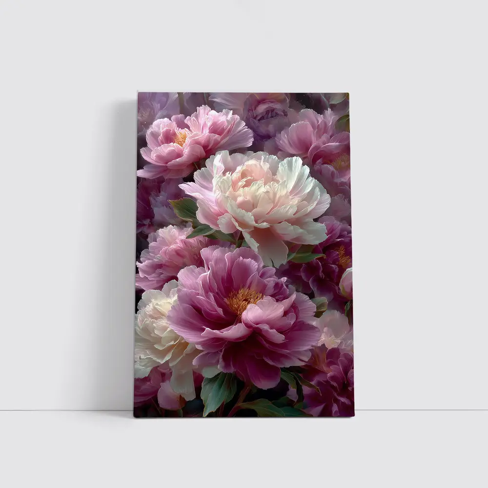 Pink and White Peony Flowers Bloom Art – Wall Art