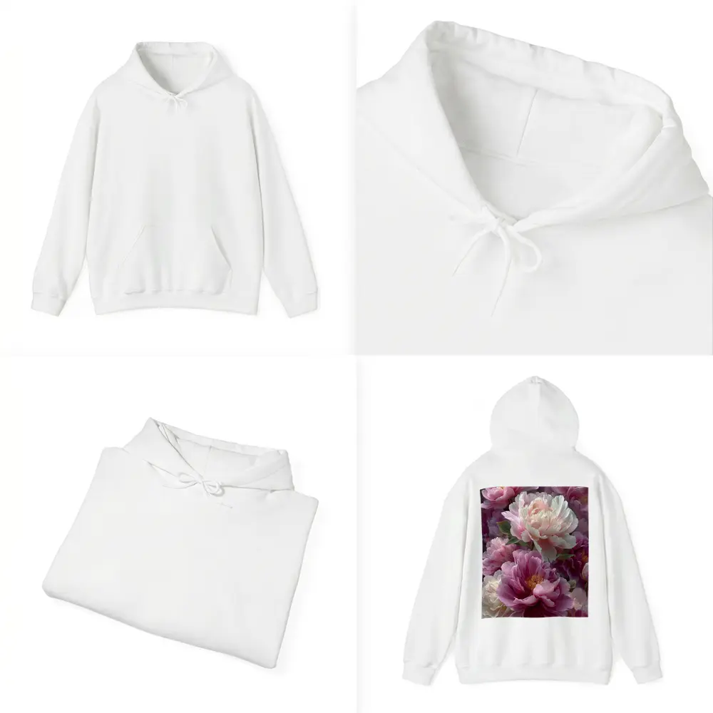 Pink and White Peony Flowers Bloom Art – Hoodies