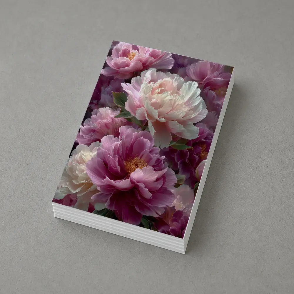 Pink and White Peony Flowers Bloom Art – Postcards