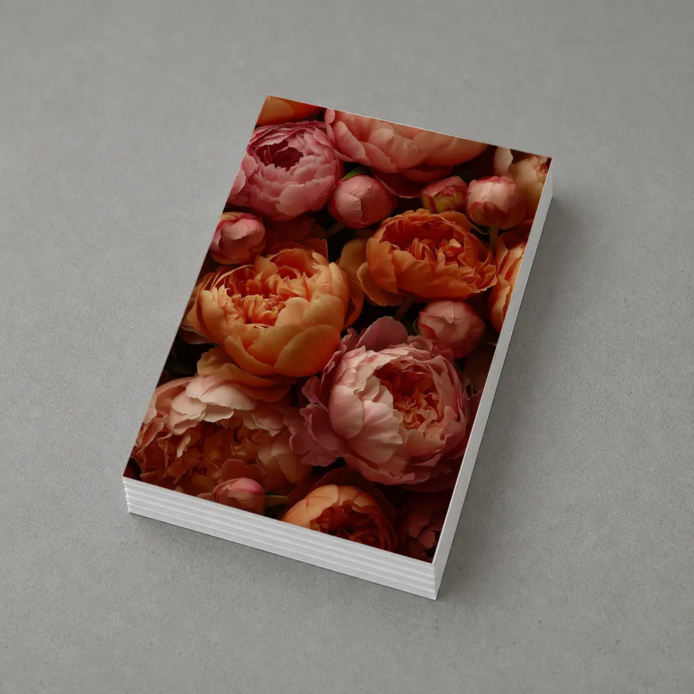 Pink and Orange Peonies Close Up Floral – Postcards