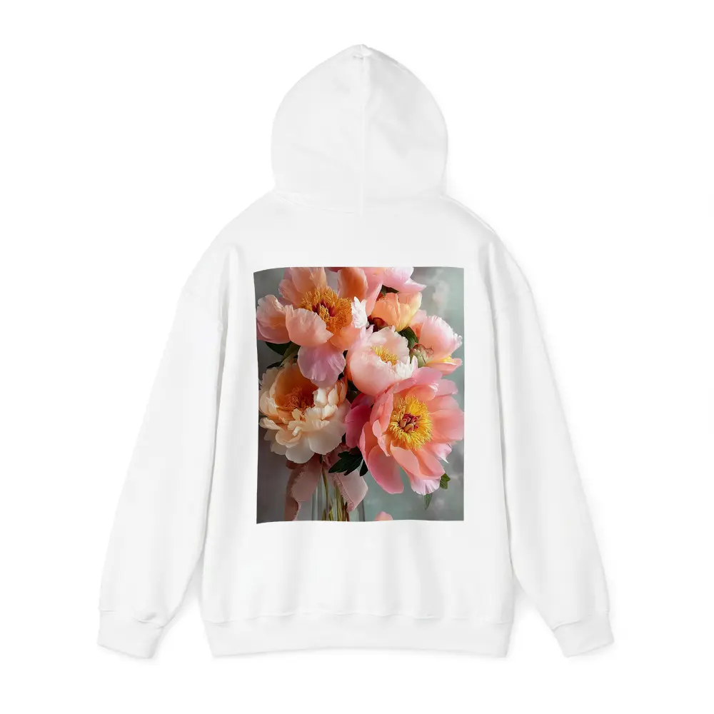 Pink Peony Bouquet In Glass Vase – Hoodies