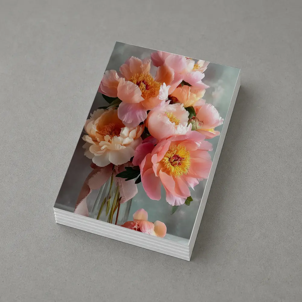 Pink Peony Bouquet In Glass Vase – Postcards