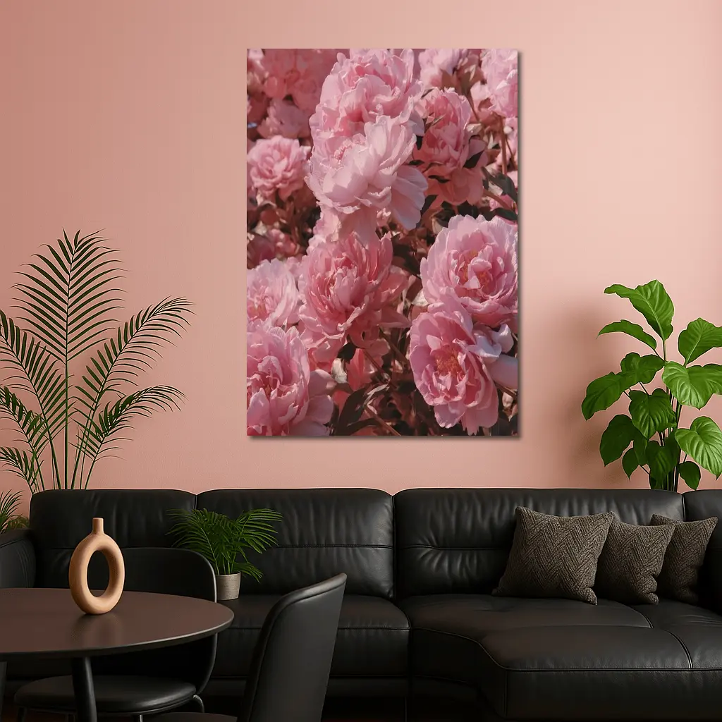 Pink Peonies Blooming In Soft Sunlight – Wall Art