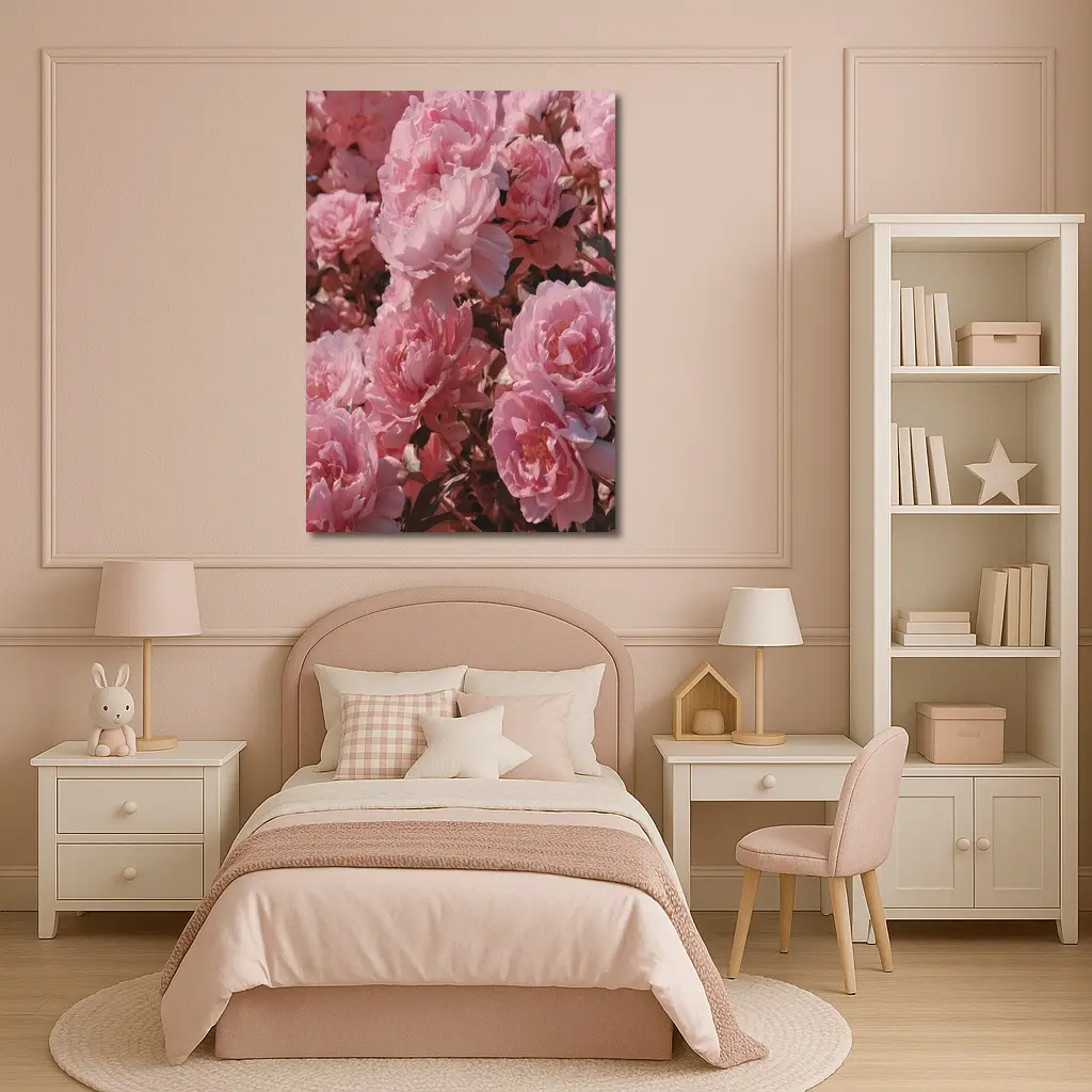 Pink Peonies Blooming In Soft Sunlight – Wall Art