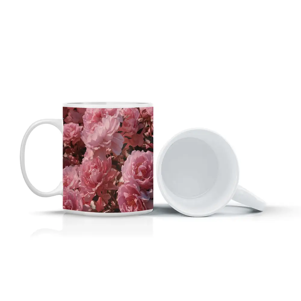 Pink Peonies Blooming In Soft Sunlight – Mugs