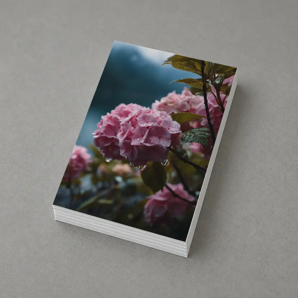 Pink Hydrangeas With Rain Drops Moody – Postcards
