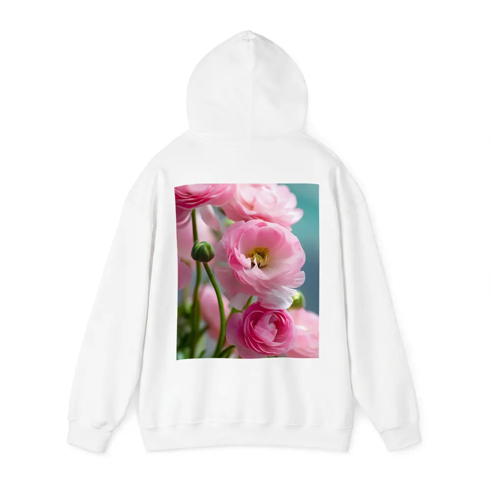 Pink Ranunculus Flowers Soft Blue Background – Hoodies