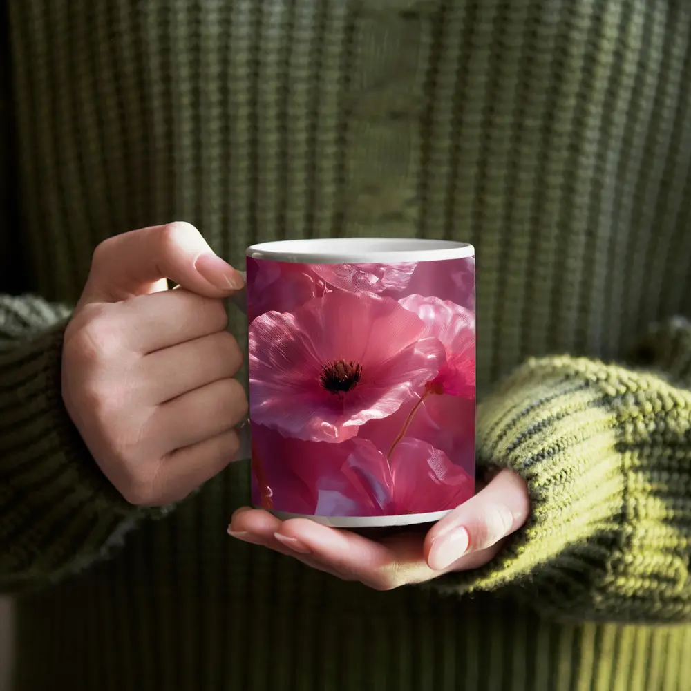 Pink Poppy Flowers Soft Dreamy Floral – Mugs