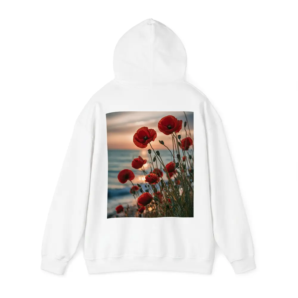 Red Poppies Blooming by Ocean Sunset – Hoodies