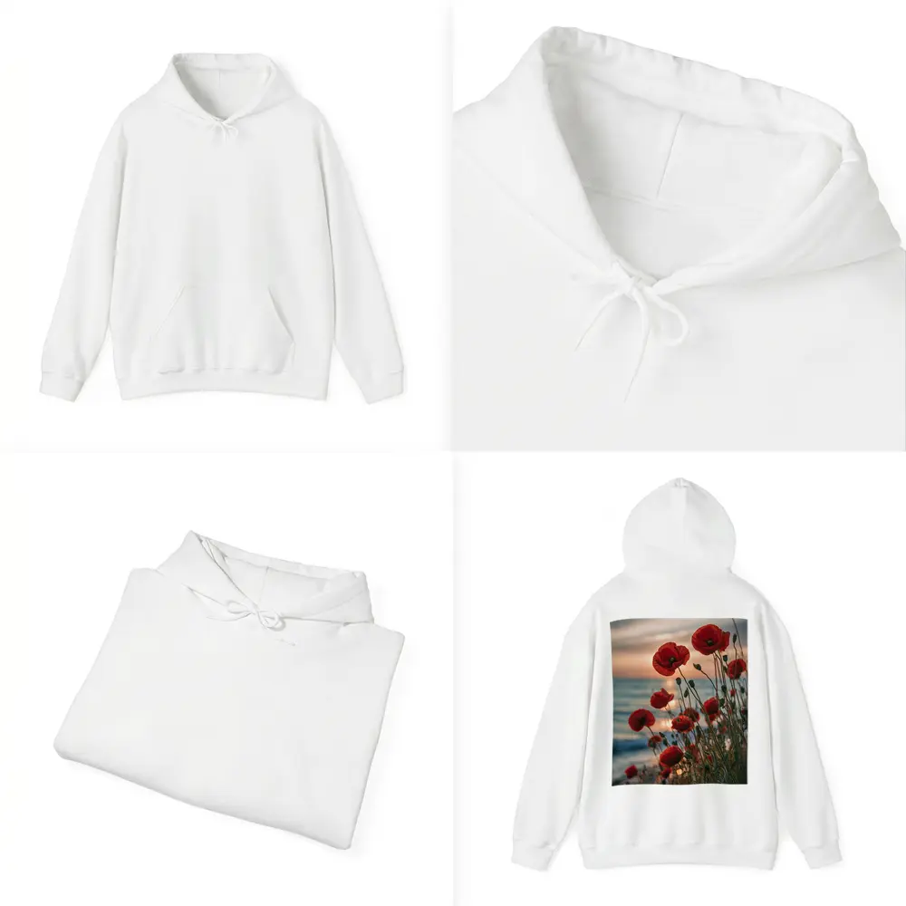 Red Poppies Blooming by Ocean Sunset – Hoodies