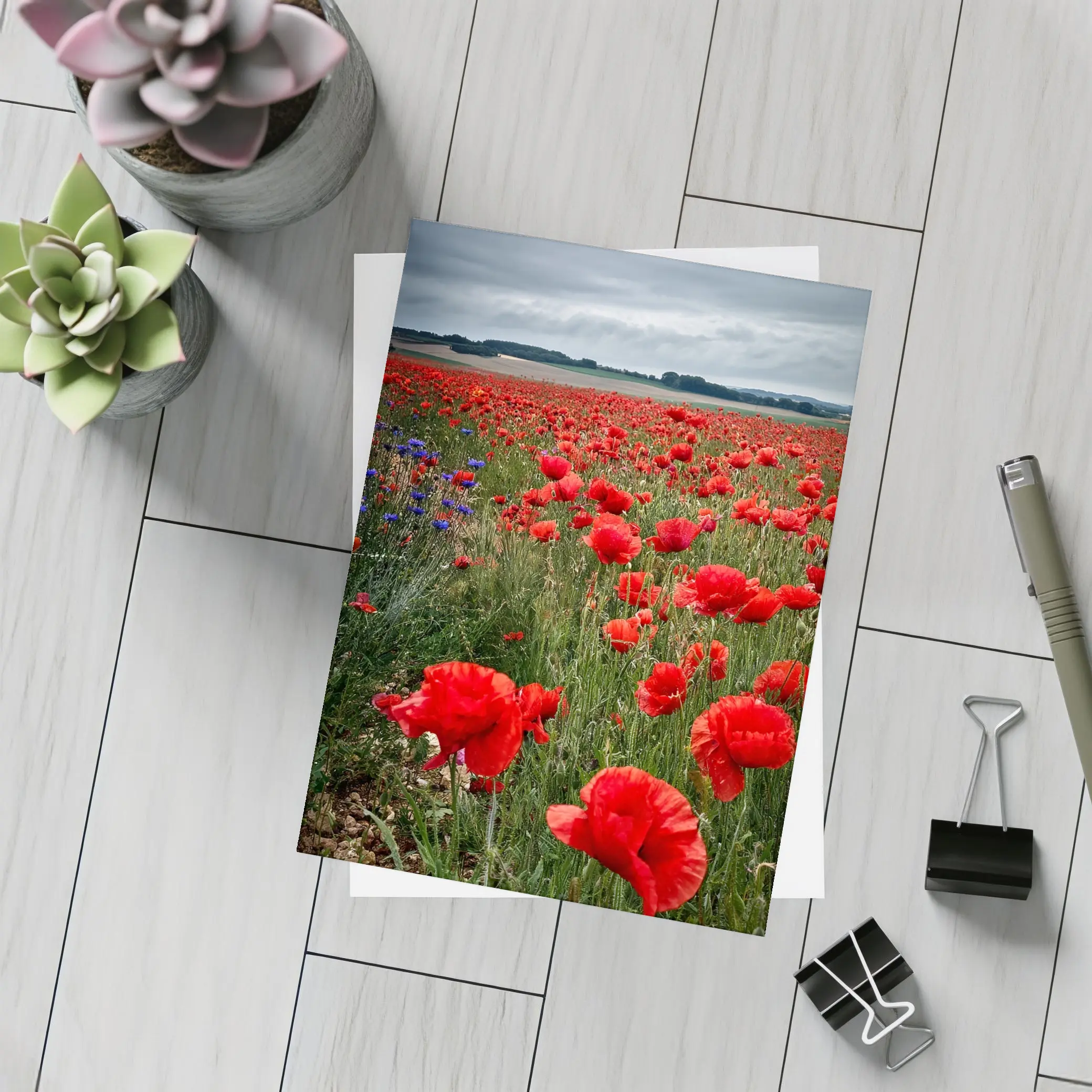 Red Poppies Field Under Cloudy Sky – Postcards
