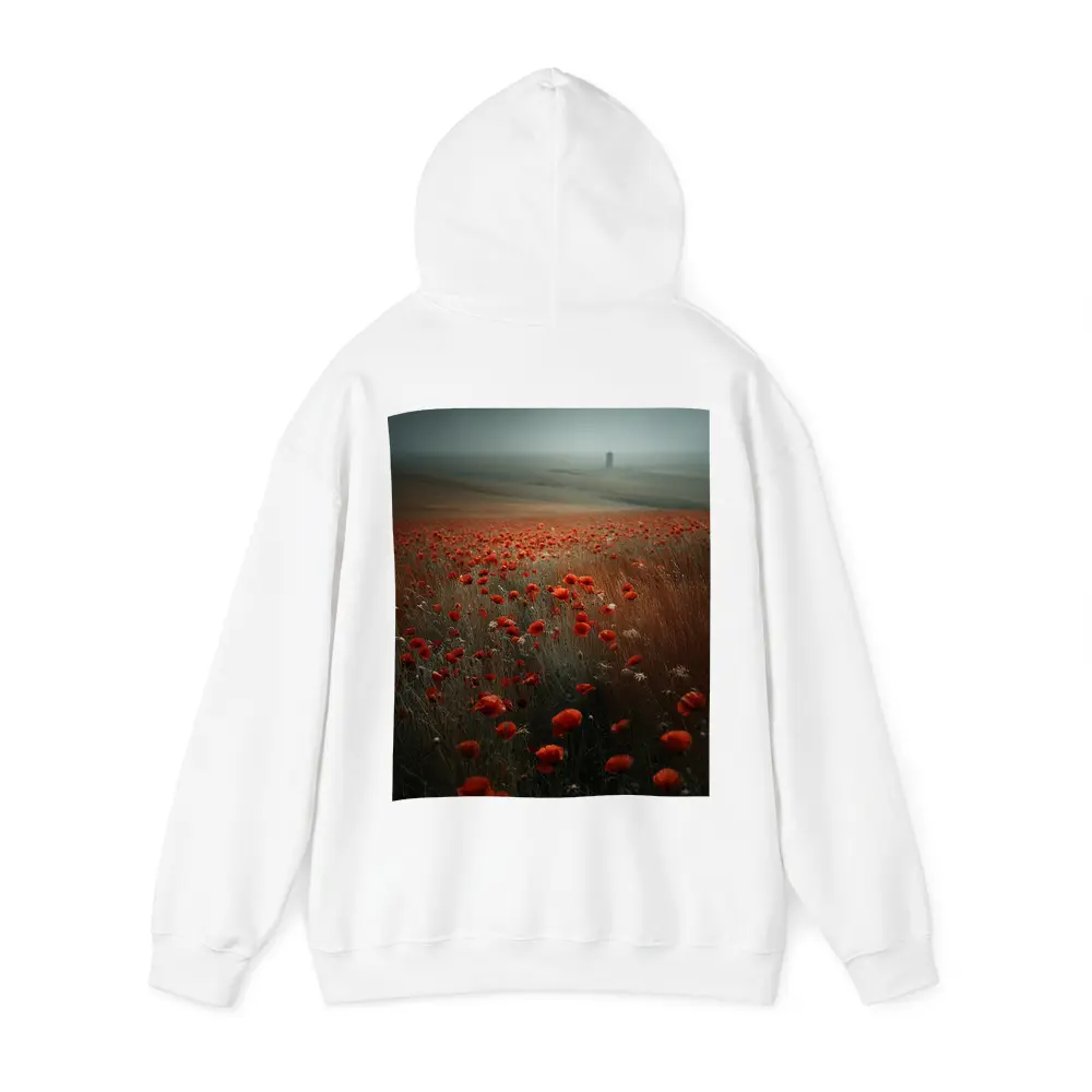 Red Poppies Field Misty Countryside Landscape – Hoodies
