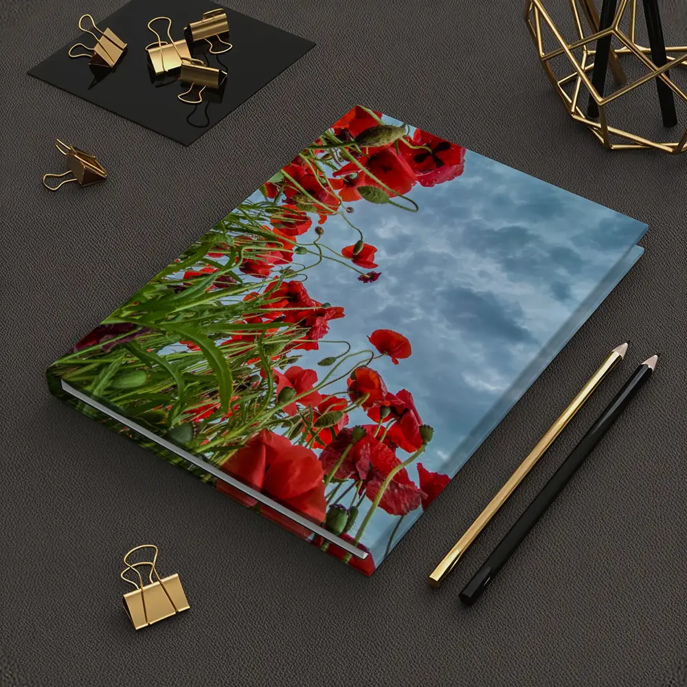 Red Poppies Field Against Cloudy Sky – Notebooks