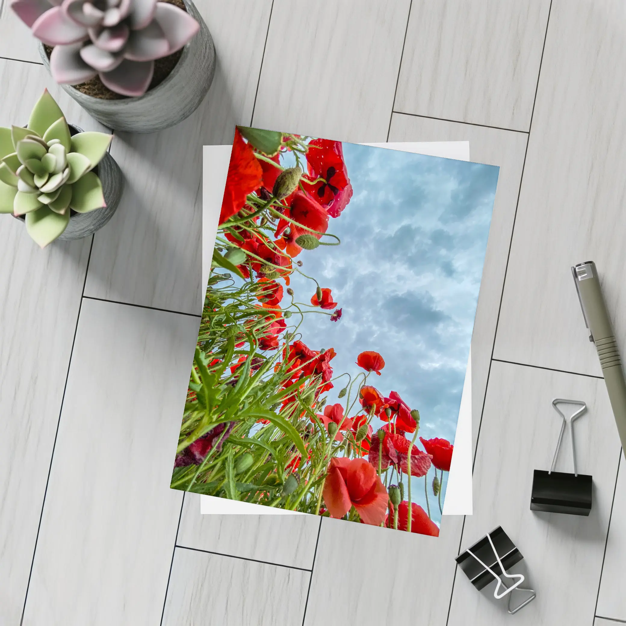 Red Poppies Field Against Cloudy Sky – Postcards