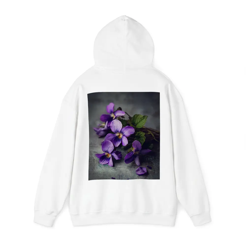 Purple Violet Flowers On Gray Background – Hoodies
