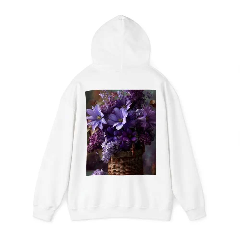 Purple Lilac Dahlias Wicker Basket Floral Arrangement – Hoodies