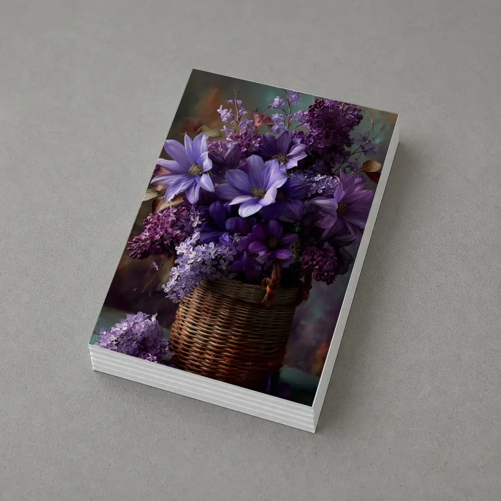 Purple Lilac Dahlias Wicker Basket Floral Arrangement – Postcards