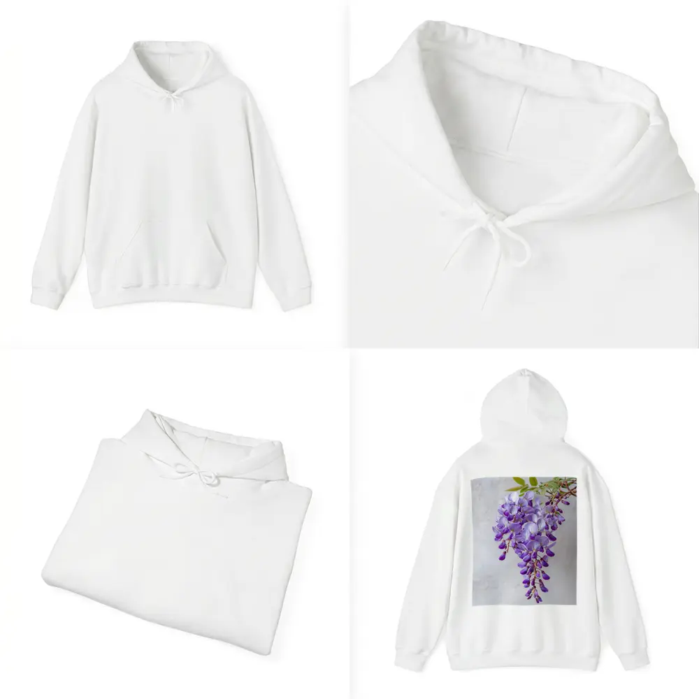 Wisteria Purple Flowers Hanging Gray Background – Hoodies