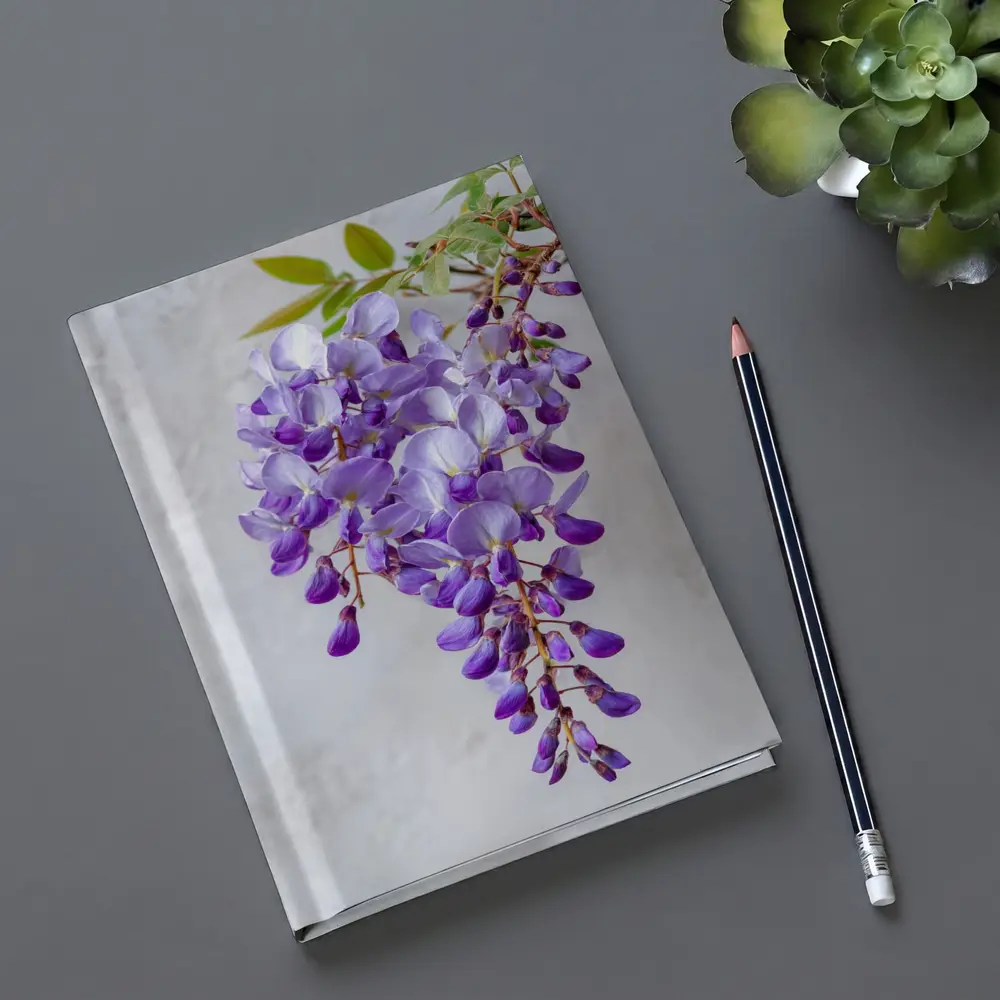 Wisteria Purple Flowers Hanging Gray Background – Notebooks