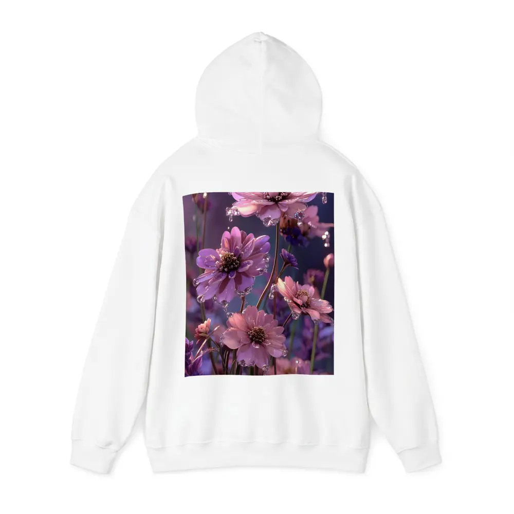 Pink Purple Cosmos Flowers With Water Droplets – Hoodies