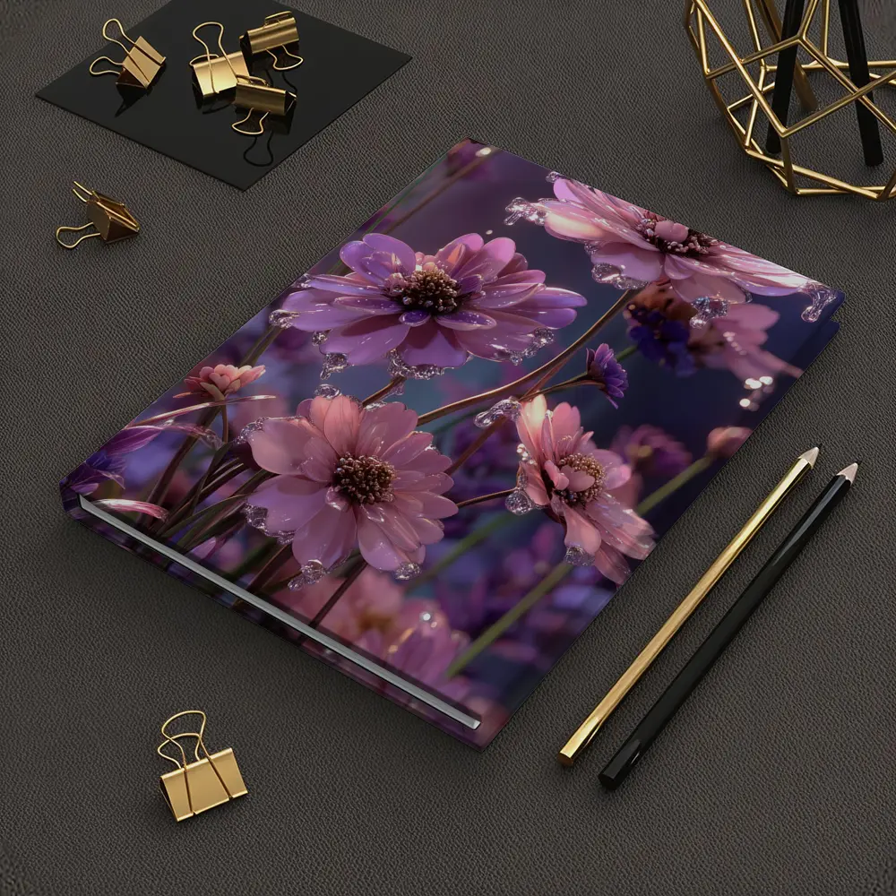 Pink Purple Cosmos Flowers With Water Droplets – Notebooks