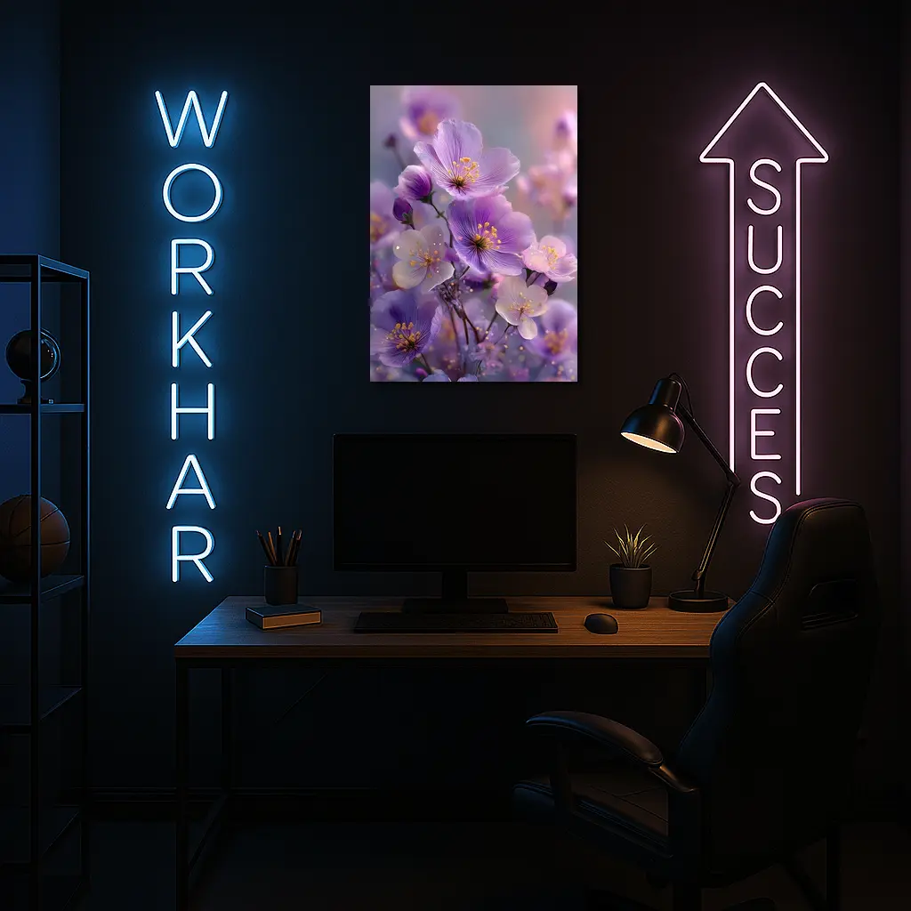 Purple Wildflowers Soft Dreamy Bokeh Background – Wall Art
