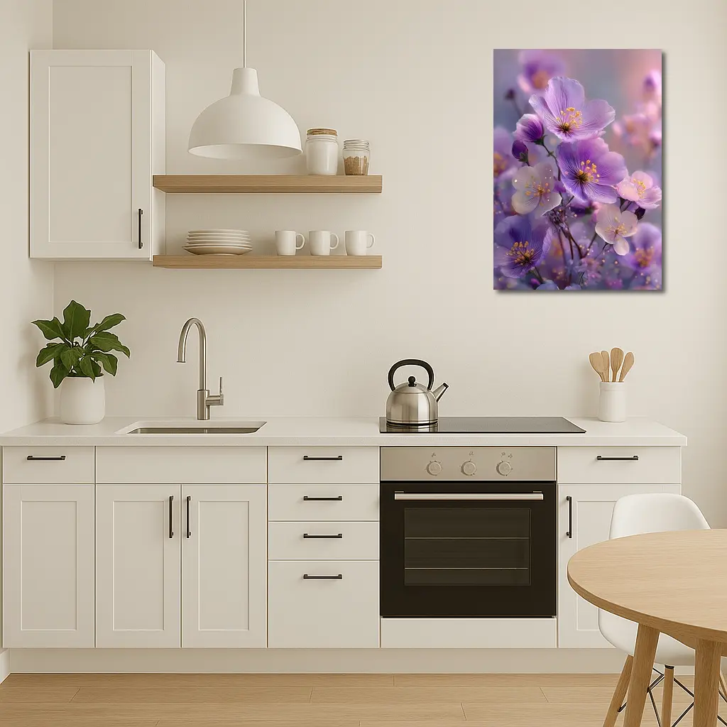Purple Wildflowers Soft Dreamy Bokeh Background – Wall Art