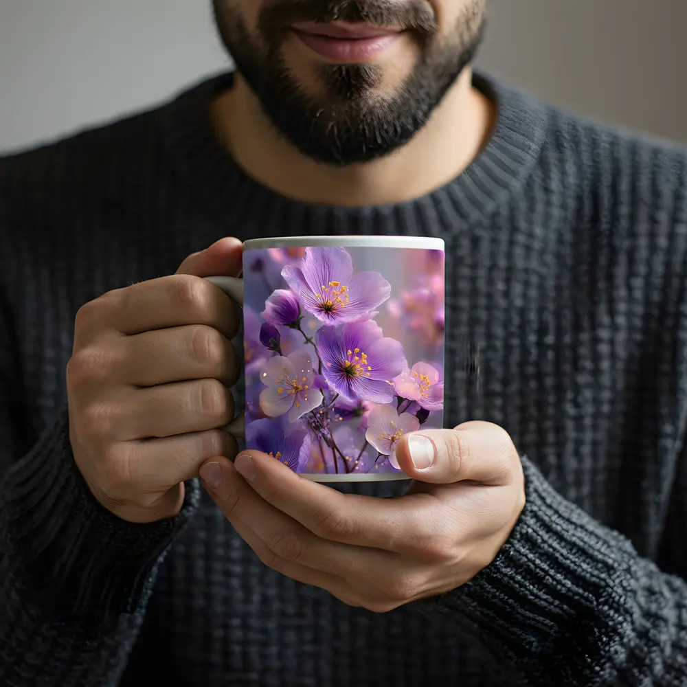 Purple Wildflowers Soft Dreamy Bokeh Background – Mugs