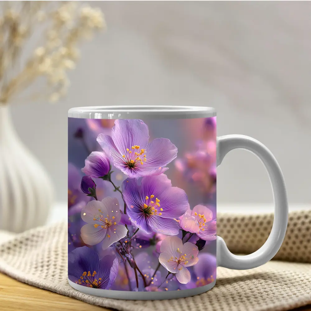 Purple Wildflowers Soft Dreamy Bokeh Background – Mugs