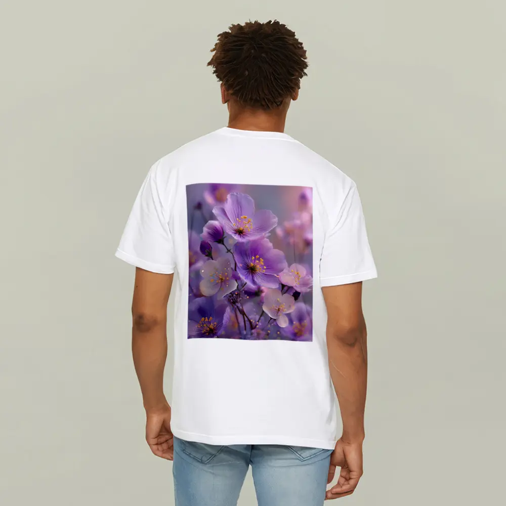 Purple Wildflowers Soft Dreamy Bokeh Background – T-Shirts