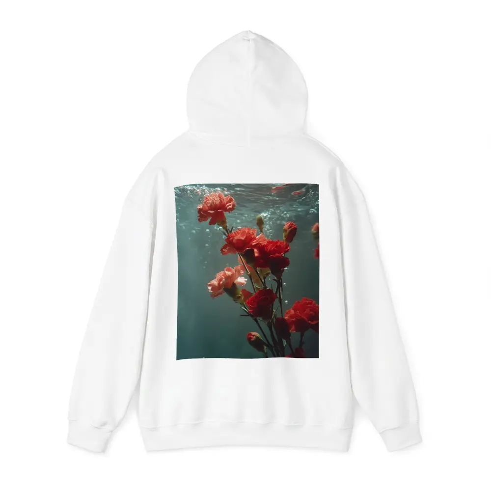 Red Carnations Floating Underwater Dark Background – Hoodies
