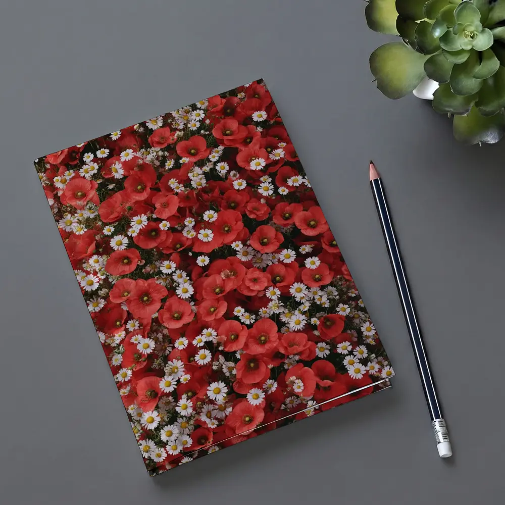 Red Poppies and White Daisies Flower Field – Notebooks
