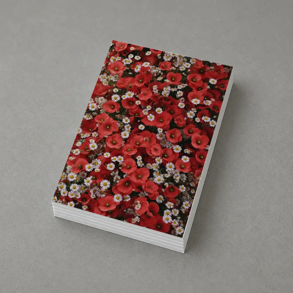 Red Poppies and White Daisies Flower Field – Postcards