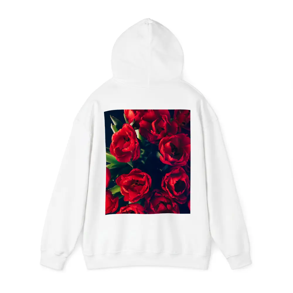 Red Tulips Bouquet Dark Background Floral – Hoodies
