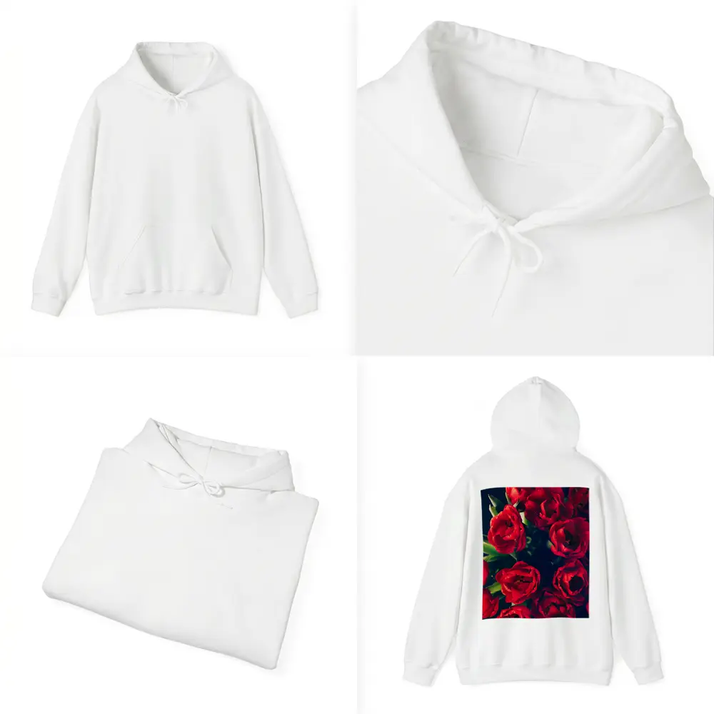 Red Tulips Bouquet Dark Background Floral – Hoodies