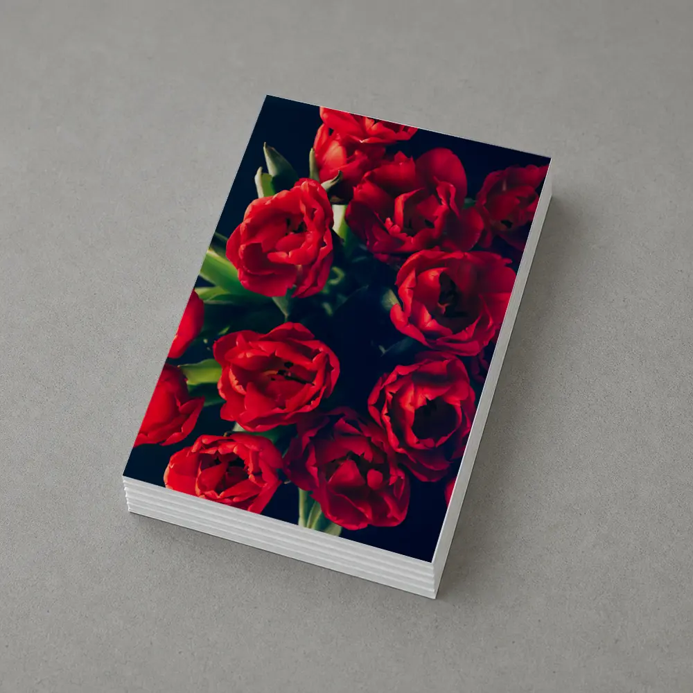 Red Tulips Bouquet Dark Background Floral – Postcards