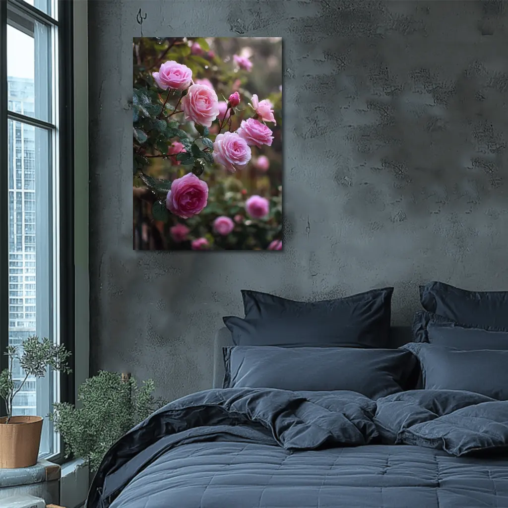 Pink Roses With Rain Drops Garden – Wall Art