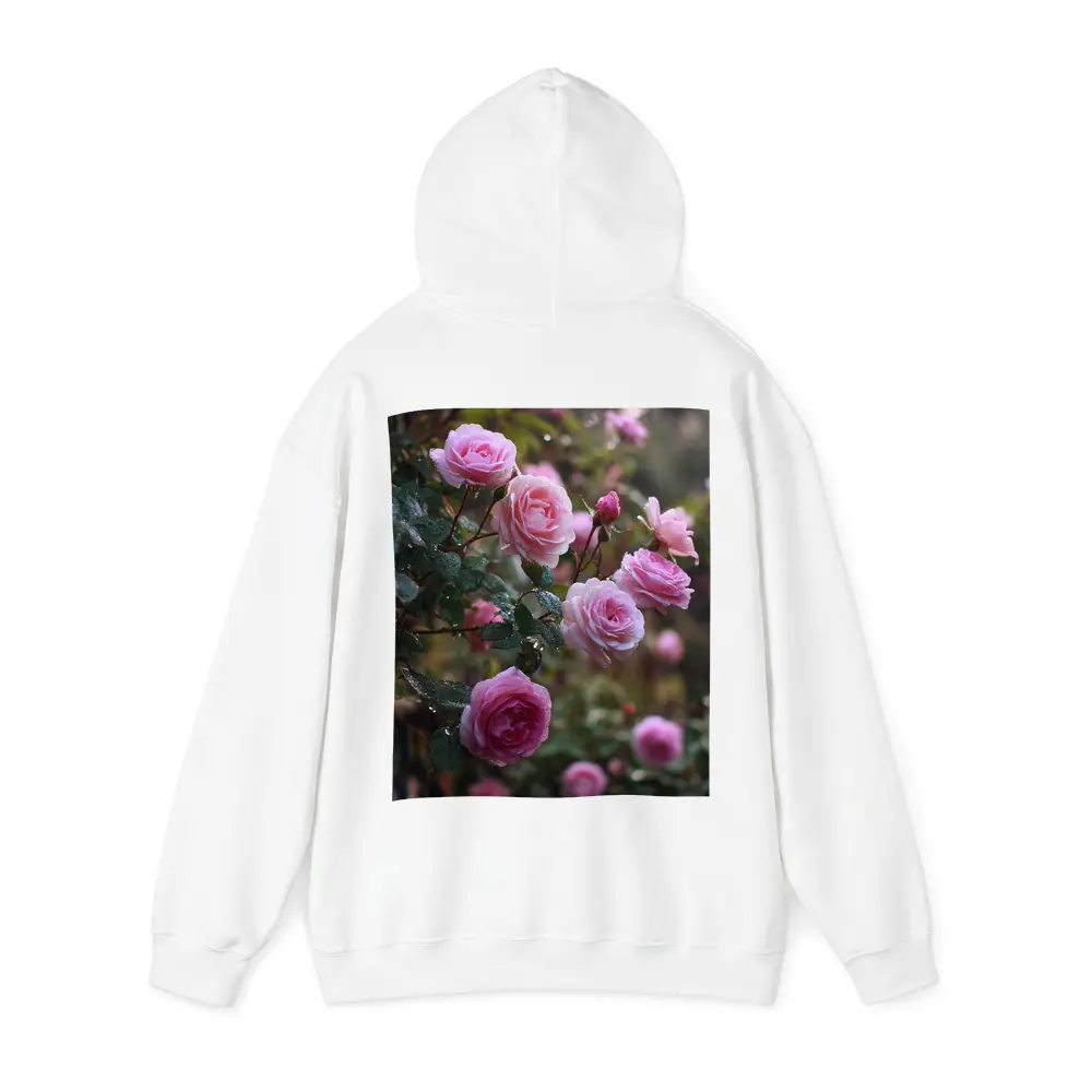 Pink Roses With Rain Drops Garden – Hoodies
