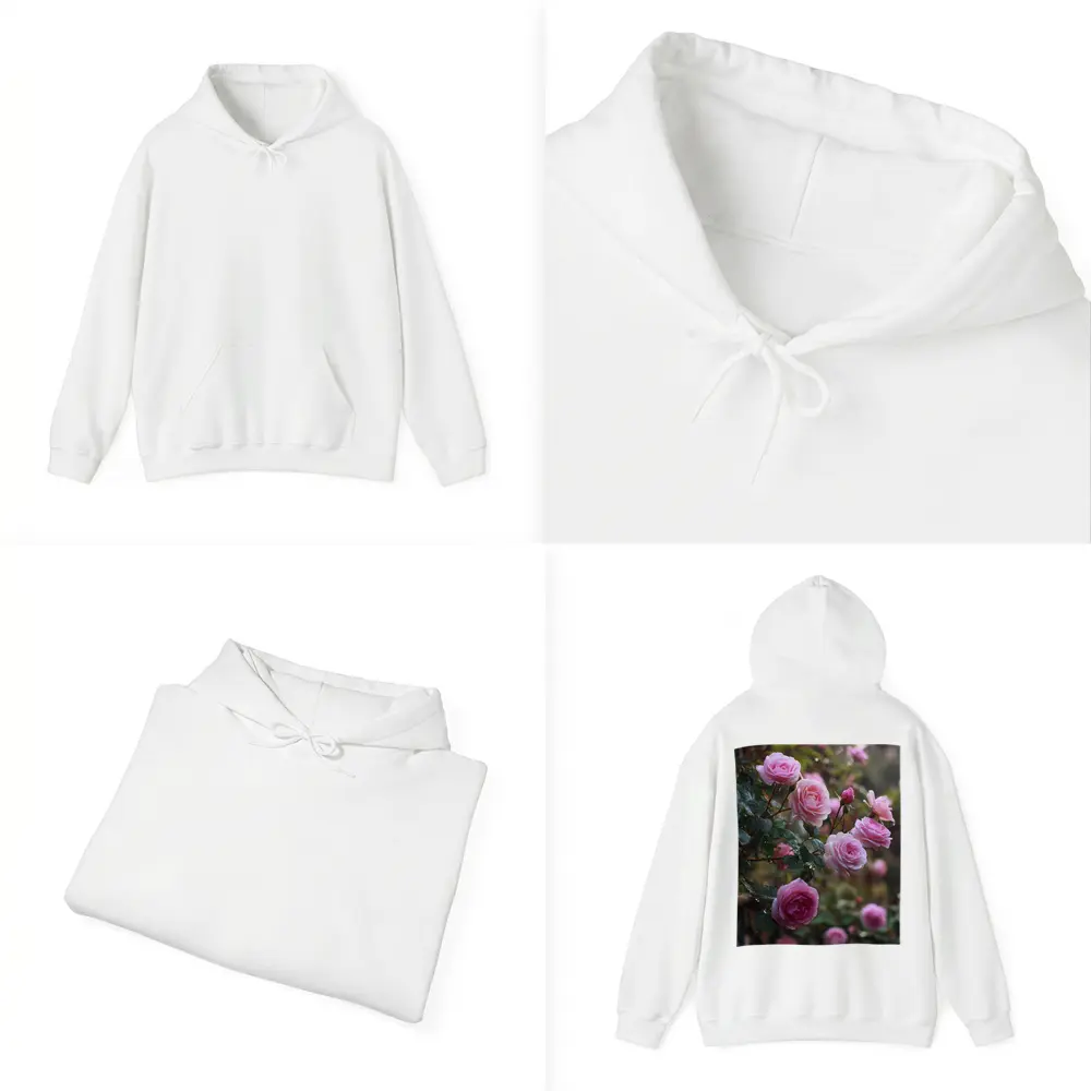Pink Roses With Rain Drops Garden – Hoodies